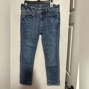 Loft Classic Blue Denim Women's Jeans Modern Cuffed Crop 00 Petite